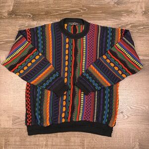 VTG Protege Collection Mens Sweater Large Multicolor Coogi Style 3D‎ Knit USA